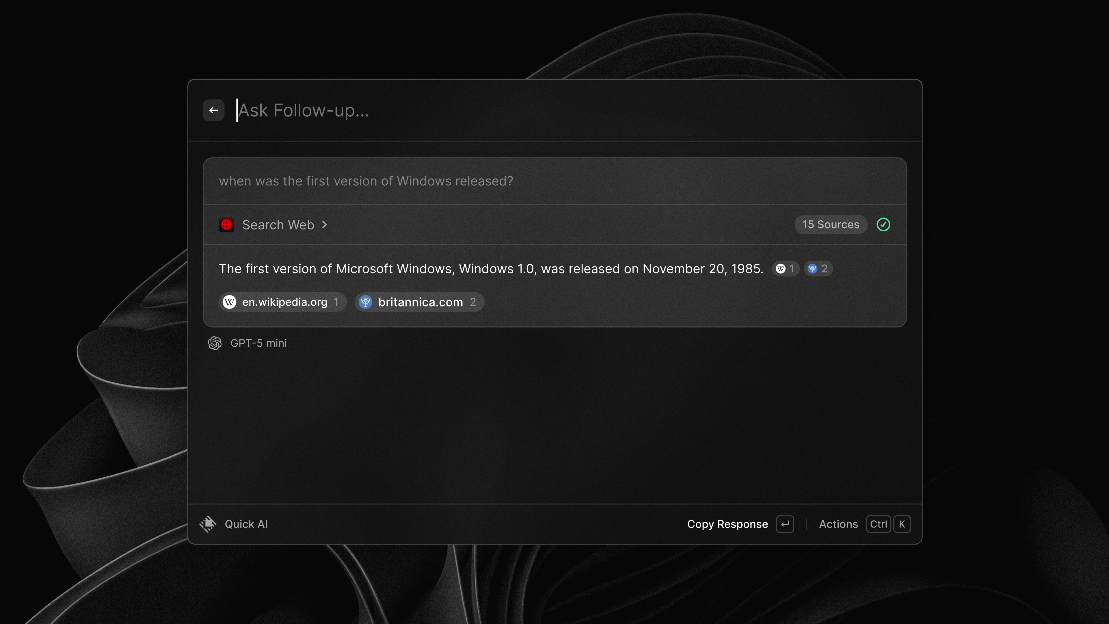 Use Quick AI to get answers to your questions